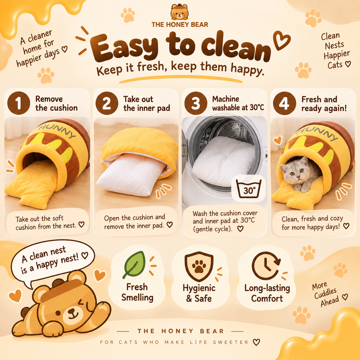 Honey Pot Cat Nest — cleaning and care guide