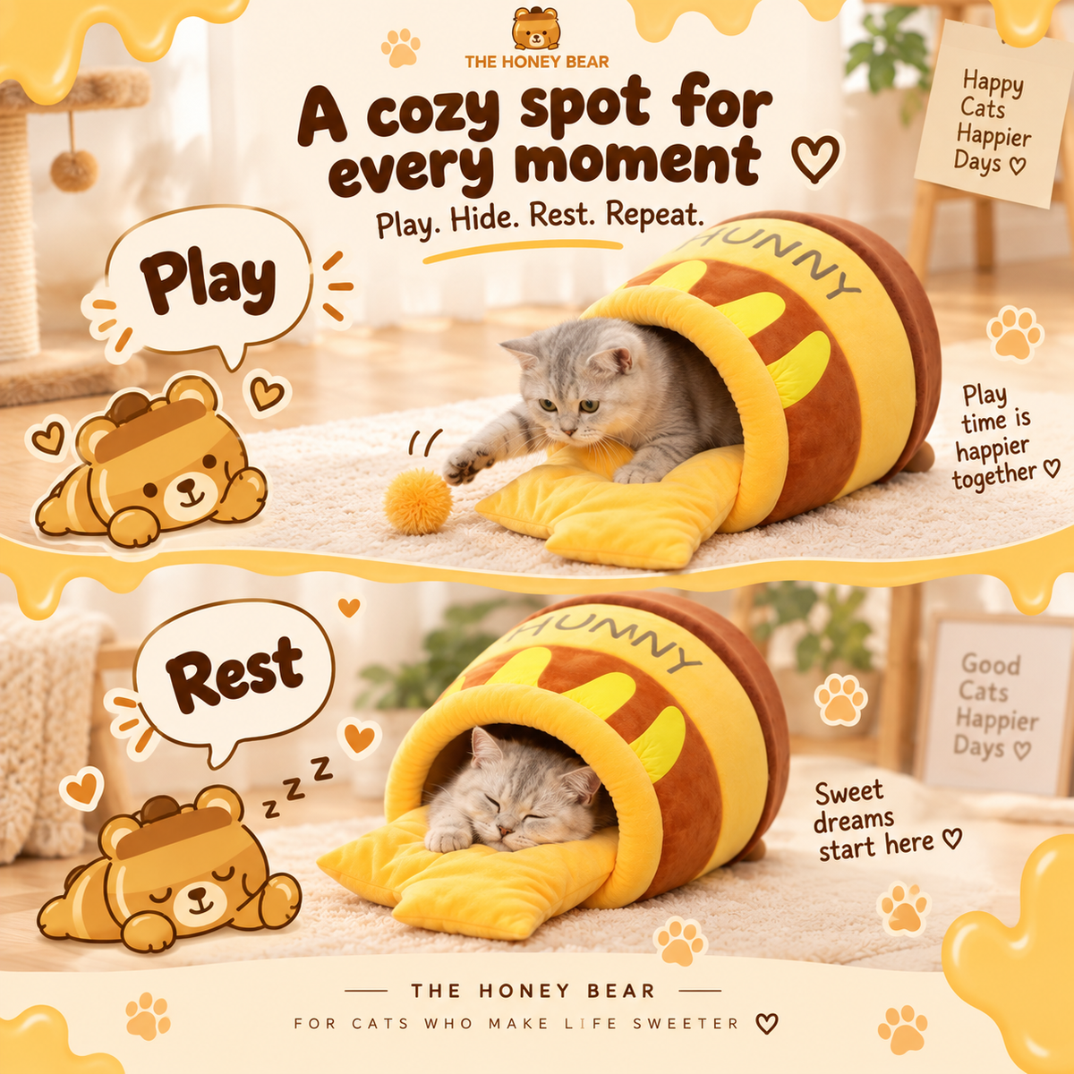 Honey Pot Cat Nest — play, hide and rest lifestyle image